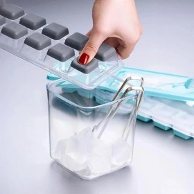 Resim Hepta Collection Buz Silikon Tabanlı Kapaklı Pratik Kokusuz Buzluk, 12'li Buz Kalıbı, Silikon Tabanlı Buz Kalıbı, Pra 