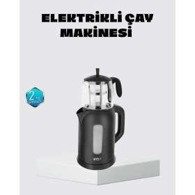 Resim Nacario Mey Ithalat® Sinbo Elektrikli Çay Makinesi 1.7 L Su Isıtıcı ve Cam Demlikli Güvenli Kullanım 