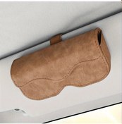 Resim Cloud011 Kahverengi Pu Deri Evrensel Araç Güneşlikli Gözlük Tutucu Manyetik Kapanış 