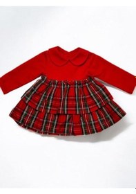 Resim Çikoby Kız Bebek Bebe Yaka Ekose Desenli Elbise-14902 Kırmızı 