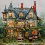 Resim 11CT Ön Baskılı Viktorya Ev Deseni, Pamuk iplikleri, iğler, Desenli Kumaş ve Talimatlar ile El Sanatı Cross Stitch Kit - Çerçevesiz Ev Duvar Süslü ve Hediye Verme için El Yapımı Cross Stitch Malzemeleri 