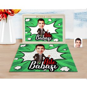 Resim Kişiye Özel Aile Babası Karikatürlü 1000 Parça Profesyonel Puzzle (486697831) 