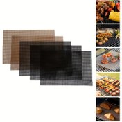 Resim 5 adet (3 siyah + 2 kahverengi) Barbekü Izgara Matları, Dış Mekan Barbekü Izgara Ağı, Teflon yapışmaz Yüksek Sıcaklık Dayanıklı Izgara Matı, Döner Mat, yapışmaz Barbekü Izgara Çantaları, Taşınabilir Izgara Ağı, Balık, Karides, Et, Mutfak Aksesuarları için 