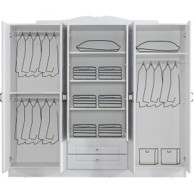Resim Country Gardırop, West 6 Kapaklı Dolap - Beyaz Ahşap 