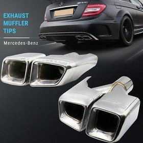 Resim Mercedes w204 c63 amg egzoz ucu set krom 4 çıkış kare 