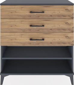 Resim Arges Şifonyer Tek Raflı 3 Çekmeceli 88x30x96 Antrasit-çam Antrasit 