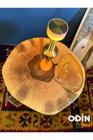 Resim masif Kütük Ofis Sehpası / Masif Ceviz Epoksi Bal Tasarımlı Kişiye özel Yan sehpa 