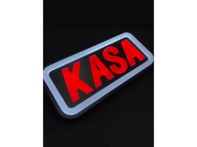Resim 'kasa' Işıklı Özel Tabela LED Ile Neon Görünümlü Tabela-Beyaz Çizgi (25X12CM) 