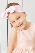 Resim Babygiz Kız Çocuk Pembe Beyaz Çizgili Bandana 