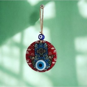 Resim Fatma Ana Bereket Eli Desenli Nazar Boncuklu Duvar Süsü 10 Cm Cam 