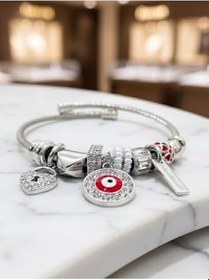 Resim Modern Çelik Şık Kadın Charm Bileklik 