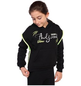 Resim Toontoy Kız Çocuk Baskılı Kanguru Cepli Sweatshirt Siyah 