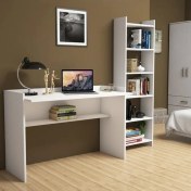 Resim Bimossa Mahpeyker Beyaz Çalışma Masası Kitaplıklı 118 cm T7040 