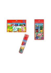 Resim Faber-castell Pastel Boya + Sulu Boya Seti + Kuruboya 12'li Çok Renkli 