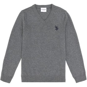 Resim U.S. Polo Assn. Erkek Çocuk Gri Melanj Basic V Yaka Kazak 50294200-VR086 
