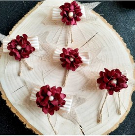 Resim canan dizayn Jüt,çizgili Satenli Bordo Çiçek 2 Adet 