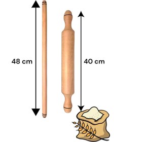 Resim Sakr Hobi Market Ve Ev Gereçleri Merdane Oklava Seti Hamur Açma Ahşap Malzemeden 48 cm ve 40 cm Uzunlukta 