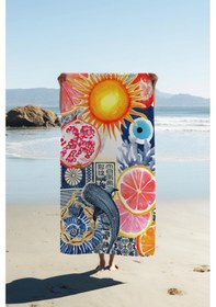 Resim Dijital Baskı Plaj Deniz Havlusu Modern Desenli Peştamal Hvl0096 Renkli 