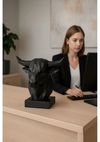 Resim Dekoratif Büst Boğa Heykeli Özel Tasarım Hediye 12 X 16 Cm 