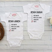 Resim Elis Bebe Benim Annem Babam Baskılı 2 Adet Zıbın Bebek Body 