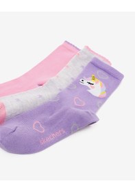 Resim Skechers 3'lü Paket Funny Feet Uzun Çorap Büyük Kız Çocuk Lila-pembe-gri Sk2520117-3474 