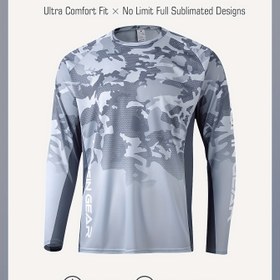 Resim KOOFIN GEAR Erkekler için Yüksek Performanslı Balıkçılık Gömleği - Hafif, Nefes Alabilen, Hızlı Kuruyan Kamuflaj Uzun Kollu Jersey, Nem Tutma Teknolojisi, Yastık Kollu ve Yaka ile Tüm Mevsimler için Spor Balıkçılığı, Balıkçılık Gömleği, Tüm Mevsimler için Spor Giyim, Modern Spor Üstü, Rahat Fit 