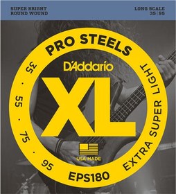 Resim D'Addario EPS180 XL ProSteels 4 Telli Bas Gitar Teli - Extra Super Light (35-95) 