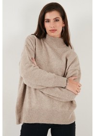 Resim Lela Oversize Fit Balıkçı Yaka Yumuşak Dokulu 2'Li Paket Triko Bayan Kazak 680Kz00469S2 Taş-Vizon 