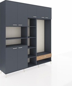 Resim Hyperion Dolap 11 Raflı Tek Çekmeceli 7 Kapaklı 220x44x243 Antrasit-antrasit/çam Antrasıt/atlas Çam 