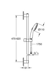 Resim Grohe Tempesta 110 Sürgülü Duş Seti, 2 Akışlı Krom, 26162003 Krom 