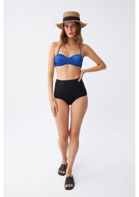Resim Akbeniz Kadın Straplez Mavi Yüksek Bel Bikini Takımı 