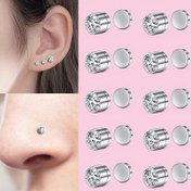 Resim 5 Çift CIZME 304 Paslanmaz Çelik Klipsli Burun Küpeleri - Parlak Süslemeli, 3/4/5mm Çoklu Boyutlar, Deliksiz Vücut Takısı Erkek ve Kadın için, Şık Günlük & Parti Kullanımı, Sevgililer Günü/Yılbaşı/Mezuniyet Hediyesi, Sevimli Küpeler 