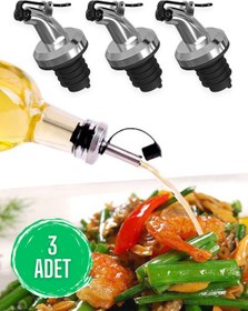 Resim Factorial Yağdanlık Ucu 3'lü Yağ Servis Dökme Aparatı Sızıntı Yapmaz Başlık Silikon Tıpa Mantar Ev Mutfak 