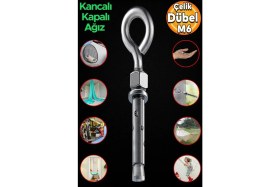 Resim Kancalı Çelik Dübel Salıncak Tavan Boks Torbası Avize Asma Aparatı Asacağı M6 Kapalı Ağız Kanca 5 Ad 