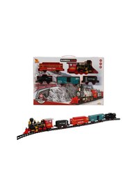 Resim 22 Parça Sesli Ve Işıklı Klasik Tren Seti 6 Metre Ray Uzunluğu Ve 5 Vagonlu Devasa Tren Yolu Çok Rengi 