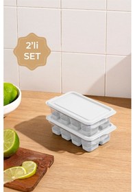 Resim Vienev Silikon Buz Kalıbı 8 Bölmeli Beyaz 2li Çok Renkli 