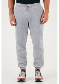 Resim Buratti Pamuklu Regular Fit Normal Bel Lastikli Paça Cepli Erkek Eşofman Altı 59080153W4 Gri Melanj 