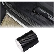 Resim KrcDisplay (4cmx3mt) Siyah Karbon Şerit Folyo Araç Kapı Direk Eşik Çıta Kaplama Folyosu 