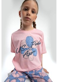 Resim U.s. Polo Assn. Kız Çocuk Somon Kısa Kol Paça Lastikli Pijama Takım SOMON 