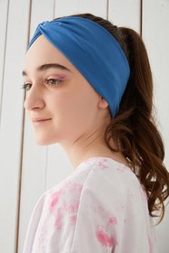Resim Babygiz Kız Çocuk Derin Mavi Genç Bandana Saç Bandı Ekstra Yumuşak Esnek Doğal Pamuklu Penye 