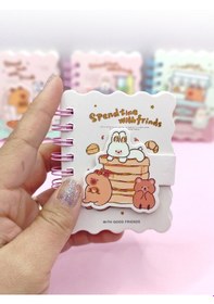 Resim Capybara Tavşan Ayı Cırtlı Cep Boy Mini Not Defteri 7x8 Cm - Beyaz 