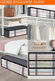 Resim 6 Adet Pencereli Gri Baza Altı Yastık Yorgan Kazak Hurcu / 60x45x15 