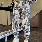 Resim Erkekler için Batik Korduroy Jogger Pantolonlar - Rahat, Bol Kesim, Beli İpli ve Cebi Sonbahar/Kış için 