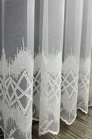 Resim Cortibo Paris Zigzag Desenli 1'e 2,5 Orta Pileli Tül Perde, 150 x 200 
