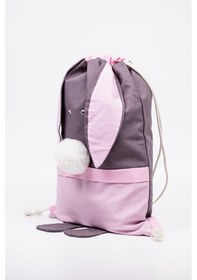 Resim Çocuk Sırt Çantası Tavşan Figürlü Pembe Pembe - Gri 
