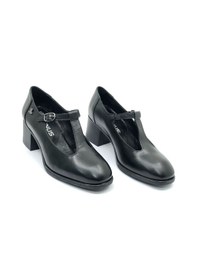 Resim Venüs Belatrix Hakiki Deri Comfort Ortopedik Kadın Klasik Topuklu Ayakkabı Siyah 