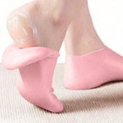 Resim 1 Çift Silikon Nemlendirici ve Çoraplar Kuru Işık Bej - Yeniden Kullanılabilir Ayak Bakımı ile Soyucu Scrub, Kokusuz, Gece Kullanımı için Rahat Uygunluk, Ayak, Cilt Bakımı Rutini, Yumuşak Dokulu, Kokusuz Cilt Bakımı 