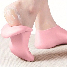 Resim 1 Çift Silikon Nemlendirici ve Çoraplar Kuru Işık Bej - Yeniden Kullanılabilir Ayak Bakımı ile Soyucu Scrub, Kokusuz, Gece Kullanımı için Rahat Uygunluk, Ayak, Cilt Bakımı Rutini, Yumuşak Dokulu, Kokusuz Cilt Bakımı 