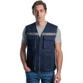 Resim Şensel, Reflektörlü Yelek, Lacivert-Gri -118E2474- Dört Cepli 