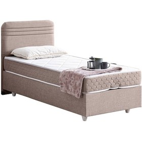 Resim Mila Tek Kişilik Baza Başlık Orthosoft Yatak Seti - Açık Kahve 90x200 